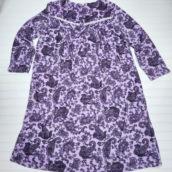 Secret Treasures Other - Secret Treasures | Purple Paisley Fleece Lace Trim Midi Sleep-shirt/Gown| 2X 🍆